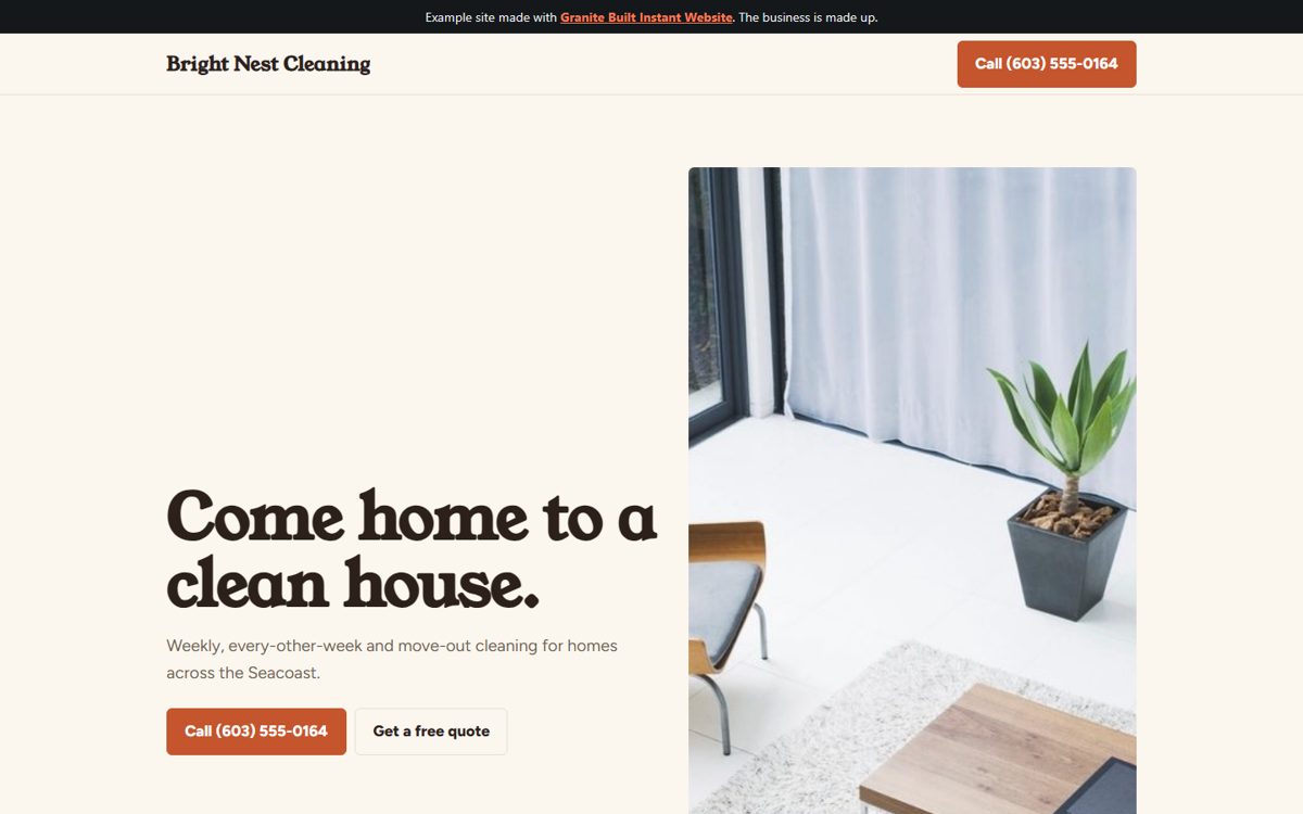 Example website for cleaning companies