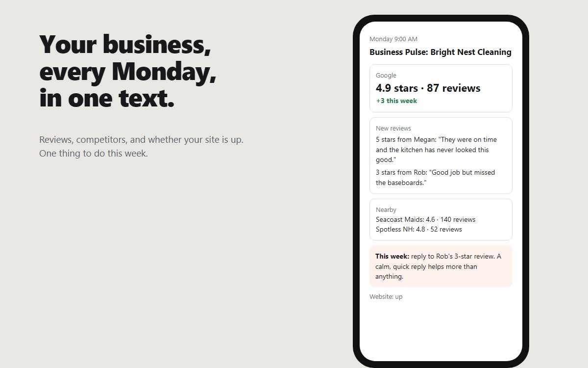 Weekly Business Pulse report on a phone